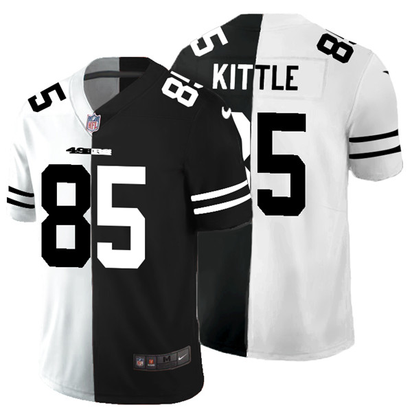 Men's San Francisco 49ers #85 George Kittle Black & White Split Limited Stitched Jersey